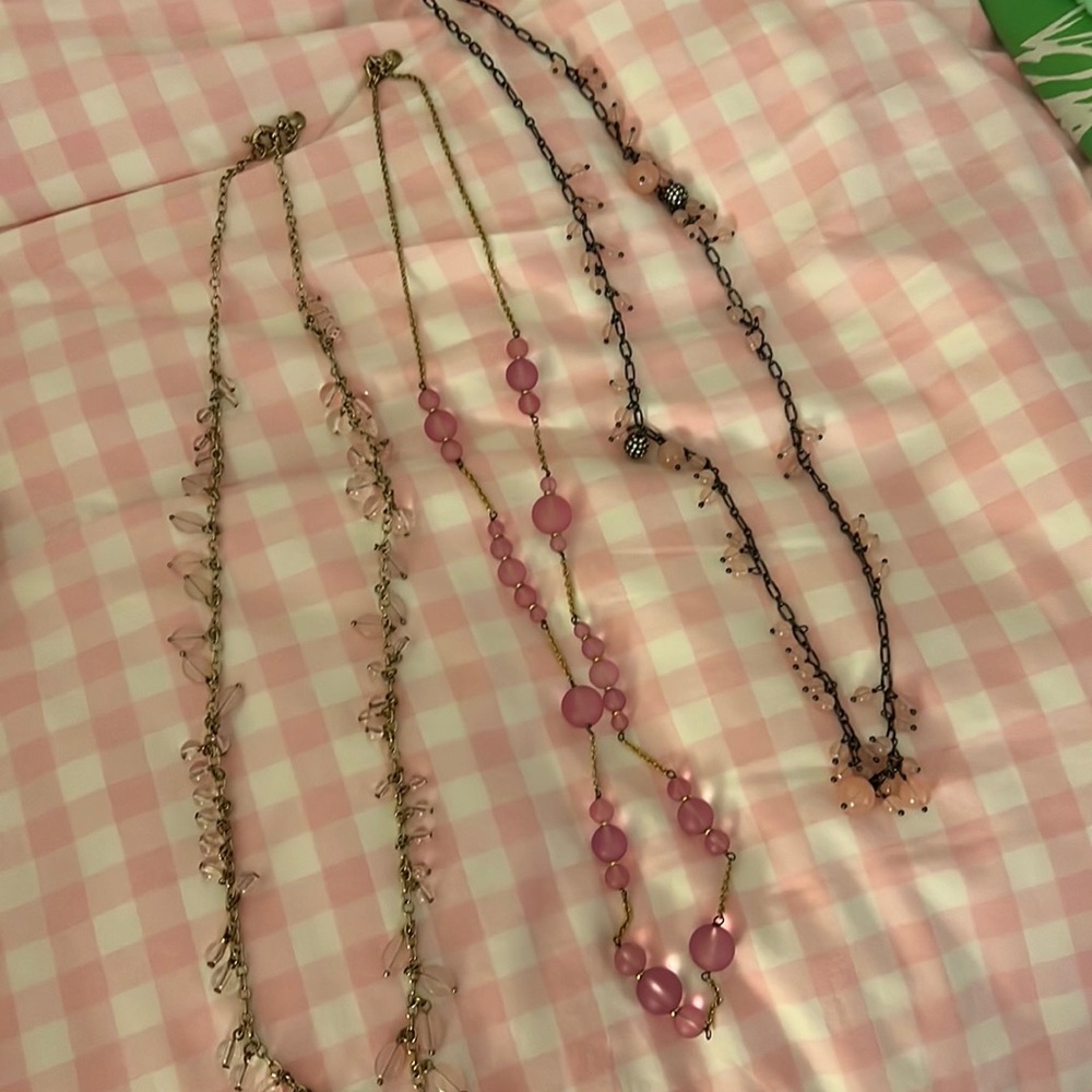 J. Crew Pink Long Chain Necklaces